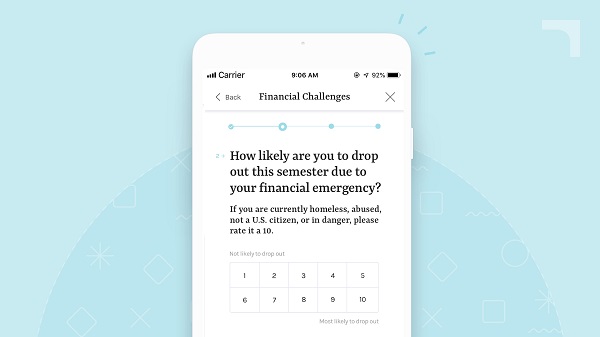 screenshot of financial challenges question on the Edquity app