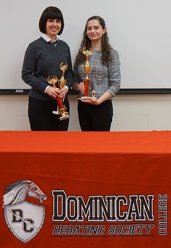 Rivka Mandel and Rachel Bukher holding trophies