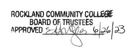 RCC Board of Trustees approved stamp signed E. Hughes 6/26/23