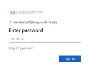 myRCC enter password screenshot