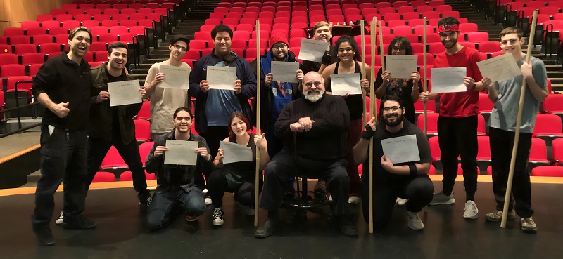 students with their theatrical stage combat certificates