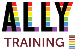 the words Ally Training with rainbow accents coming off the letters