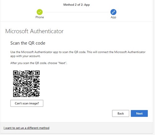 Authenticator scan the QR code screen