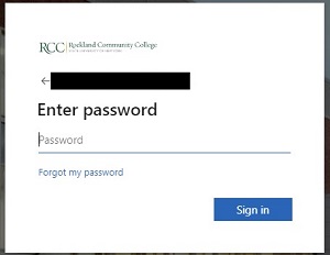 myRCC enter password screenshot