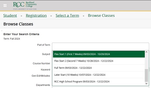 screenshot showing part of term drop down list