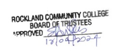 RCC Board of Trustees approved stamp signed E. Hughes 12/09/2024