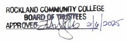 RCC Board of Trustees approved stamp signed E. Hughes 2/6/25