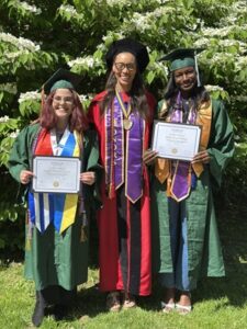 Morenikeji Fashipe and Natalia Benitez Levina with Dr. Nolan in commencement regalia