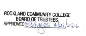 A stamp: Rockland Community College Board of Trustees Approved April 27, 2026