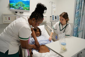 Student practice nursing skills in Rockland Community College's new $3 million Nursing Simulation Lab.