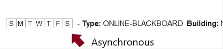 screenshot of meeting time column with no days highlighted indicating asynchronous