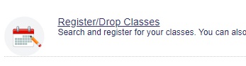 Screenshot of Register/Drop Classes link